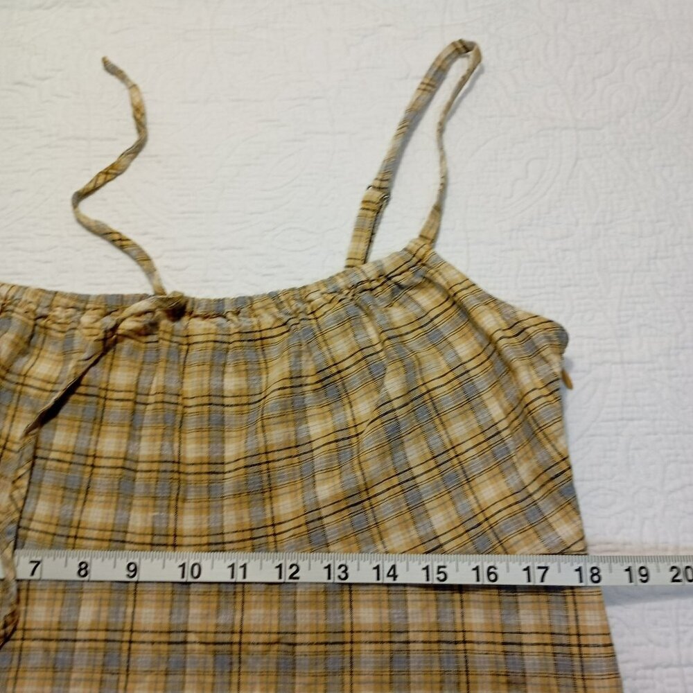 Y2K Urban Outfitters Mini Dress Yellow Plaid Adjustable Strap Size L Womens - Picture 10 of 10